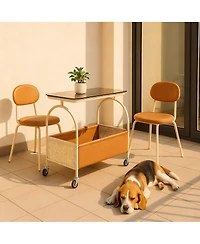 Yigii 2-Tier Glass Top Rolling Side shelf with Storage Basket Mobile End Table on Wheels