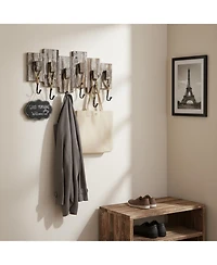 Yigii Wall Mounted Torched Wood Coat Rack Nautical Rope Metal Hooks Entryway Storage