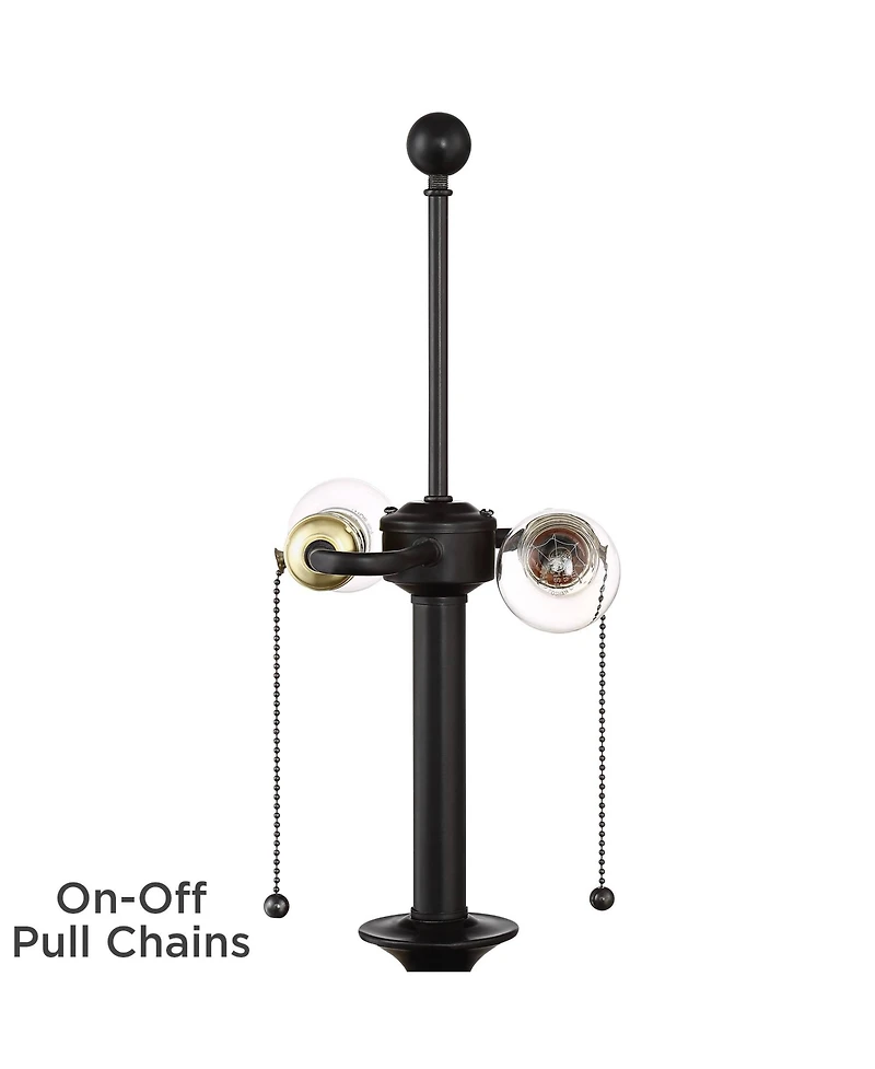 360 Lighting Spenser Rustic Farmhouse Floor Lamp with Riser 62 1/2" Tall Oiled Bronze Metal Linen Empire Shade for Living Room Bedroom Home