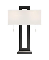 360 Lighting Neil Modern Table Lamp with Marble Riser 26" High Two Tone Usb Charging Port Rectangular Shade for Bedroom House Home Desk