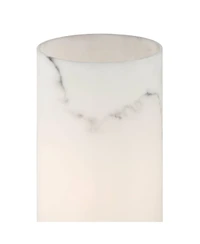 360 Lighting Renier High Small Cylinder Modern Glam Accent Table Lamp Faux Alabaster Brass Finish Metal Living Room