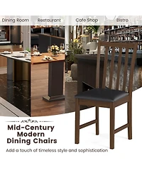 Gouun Set of 2 Hollowed-Back Dining Chairs with Pvc Leather Seat and Rubber Wood Frame