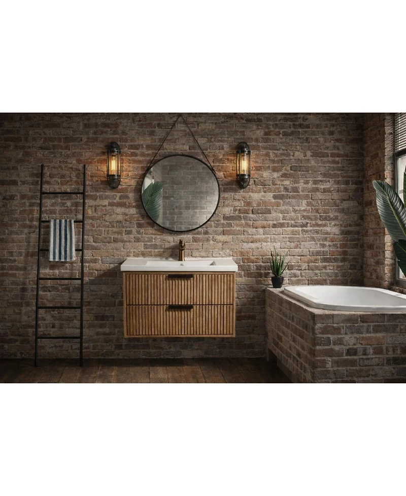 Ari Bath Diego 30" Floating Bathroom Vanity Weathered Fir