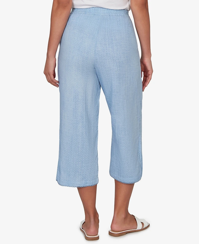Ruby Rd. Petite Snow Washed Gauze Pull-On Capri Pants