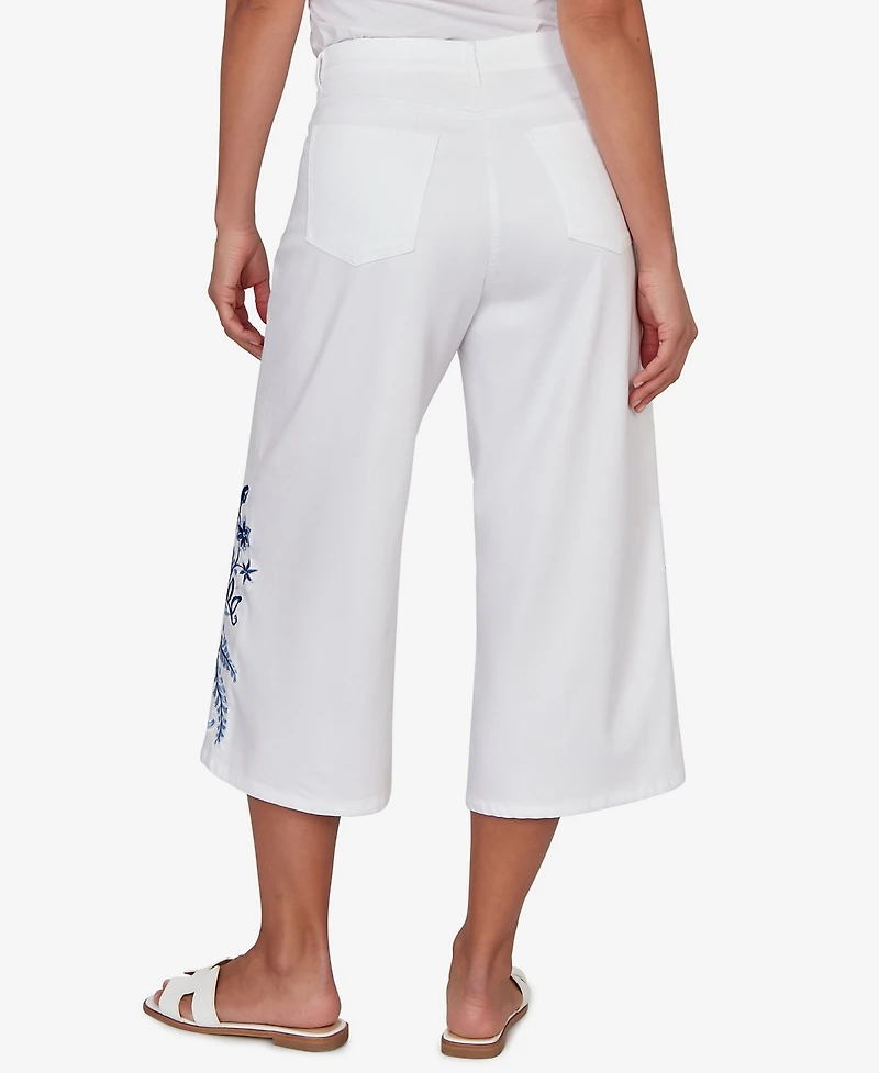 Ruby Rd. Petite Embroidered-Hem Denim Capri Pants