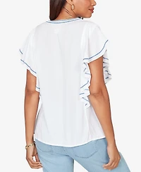 Ruby Rd. Petite Feather-light Embroidered Flutter-Sleeve T-Shirt