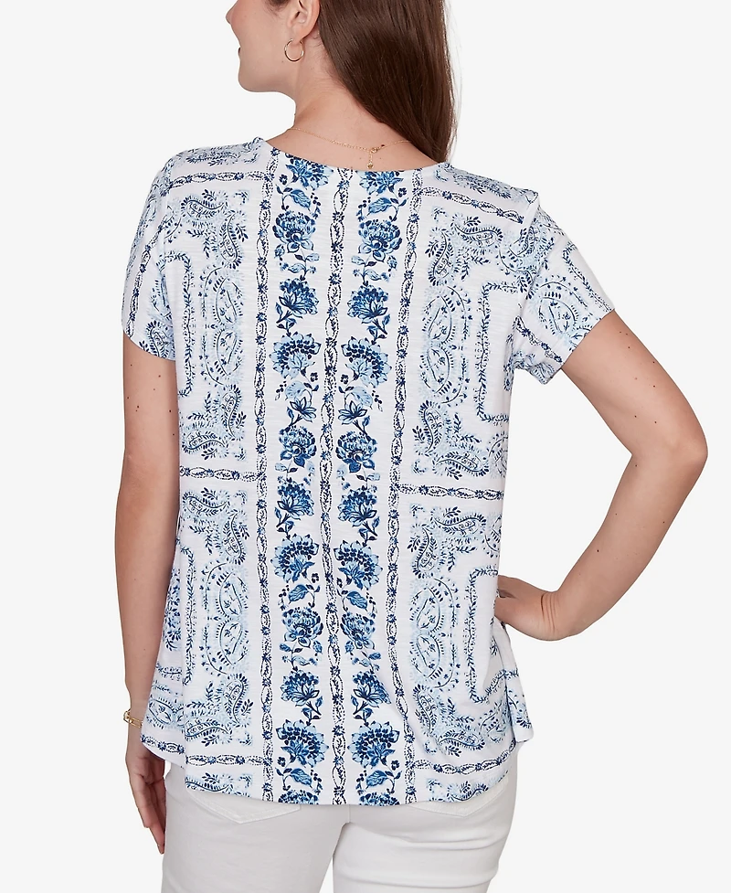 Ruby Rd. Petite Bandana Print Knit T-Shirt