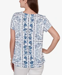 Ruby Rd. Petite Bandana Print Knit T-Shirt