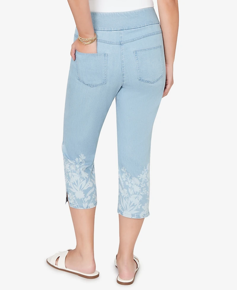 Ruby Rd. Petite Printed-Hem Denim Capri Pants