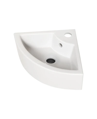 Busdays Wall Mounted Triangle Corner Vessel Sink Gloss Ceramic Space Saving Bathroom Sink