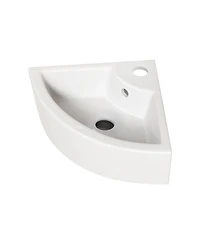 Busdays Wall Mounted Triangle Corner Vessel Sink Gloss Ceramic Space Saving Bathroom Sink