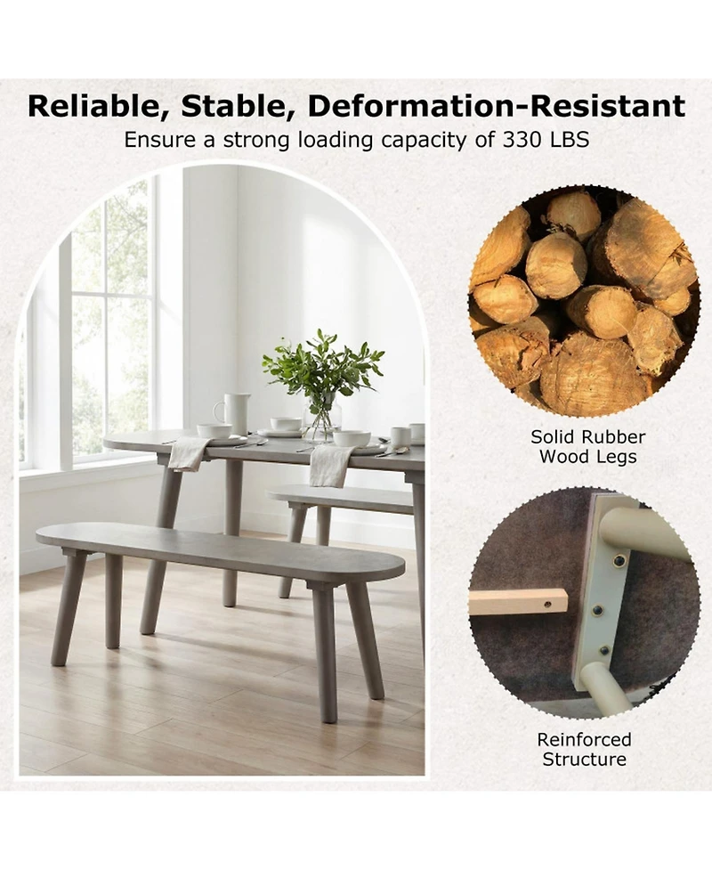 Gouun Solid Wood Farmhouse Dining Bench with Rubber Wood Legs