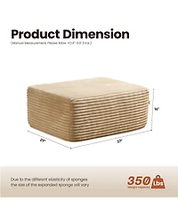 Xizzi 37" Corduroy Ottoman, Upholstered Cloud Ottoman for Boneless Couch, Modular Sectional Sofa Living Room, Memory Foam