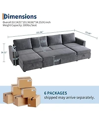 gaomon Sectional Sleeper Sofa with Pull-Out Bed