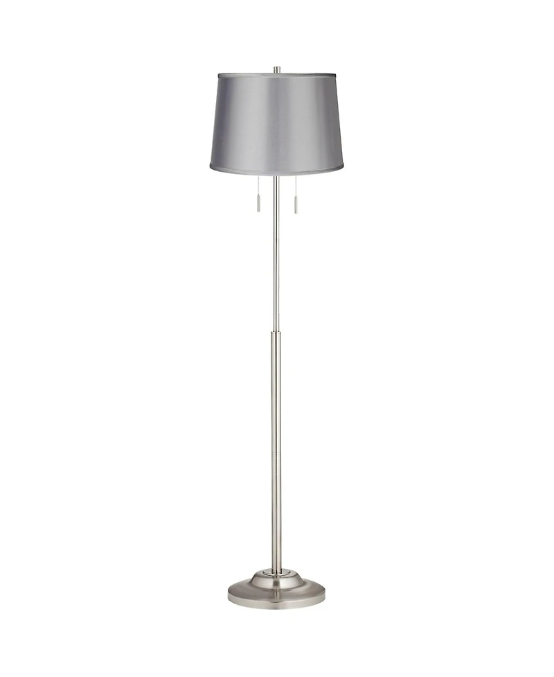 360 Lighting Abba Modern Floor Lamp Standing 66" Tall Brushed Nickel Light Satin Tapered Drum Shade for Living Room Bedroom Office House Home