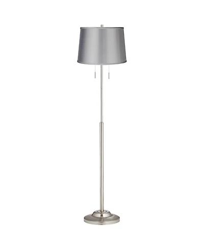 360 Lighting Abba Modern Floor Lamp Standing 66" Tall Brushed Nickel Light Satin Tapered Drum Shade for Living Room Bedroom Office House Home