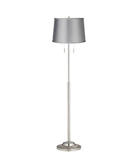 360 Lighting Abba Modern Floor Lamp Standing 66" Tall Brushed Nickel Light Satin Tapered Drum Shade for Living Room Bedroom Office House Home