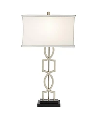 360 Lighting Evan Modern Table Lamps 28 1/2" Tall Set of 2 Brushed Nickel with Usb Charging Port Table Top Dimmers Rectangular Shade for Bedroom