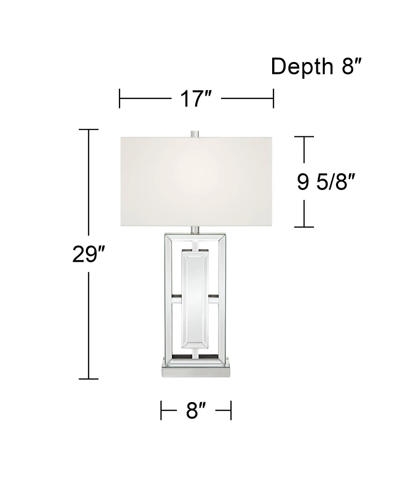 360 Lighting 29" Tall Rectangular Modern End Table Lamp Mirrored Glass Finish Metal Living Room Bedroom