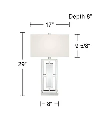360 Lighting 29" Tall Rectangular Modern End Table Lamp Mirrored Glass Finish Metal Living Room Bedroom