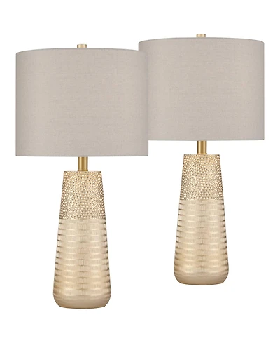 360 Lighting Mira 25 1/4" High Modern Table Lamps Set of 2 Textured Finish Oatmeal Shade Living Room Bedroom Bedside