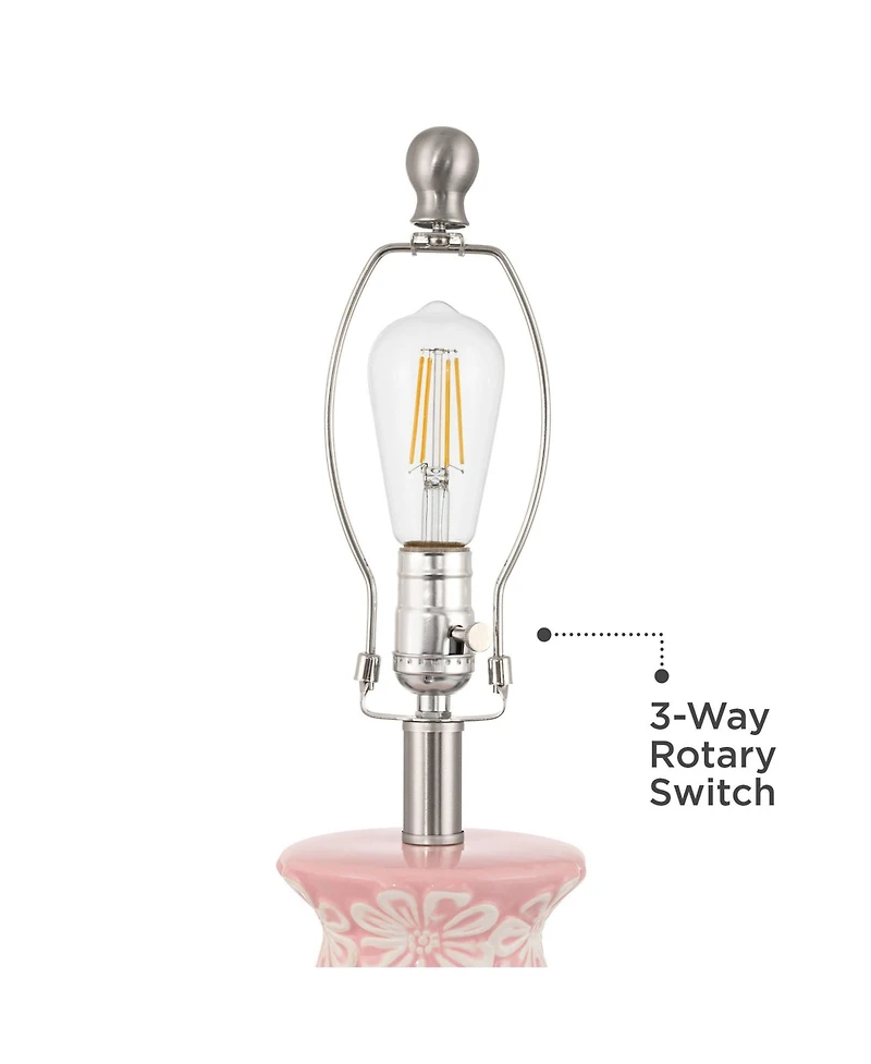 360 Lighting Buttercup 25"H Flowers Ceramic Table Lamp with Dimmer