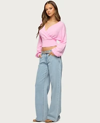 Edikted Women's Lillia V Neck Wrap Sweater