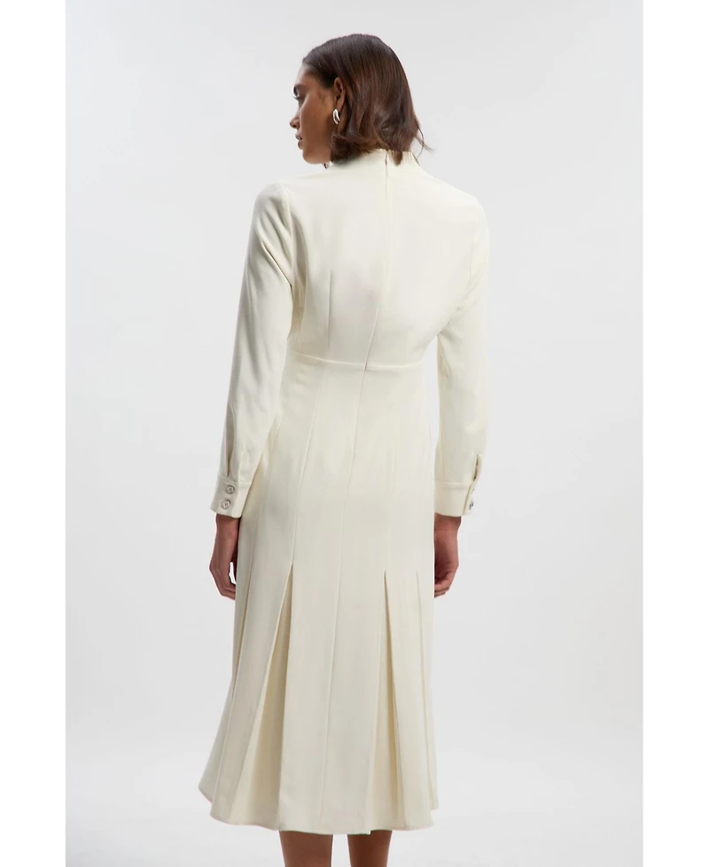 Karen Millen Women's Crepe Buckle Waist Midi Shirt Dress