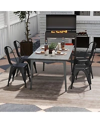 Gouun Set of 4 Metal Dining Chairs with Removable Backrest