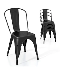 Gouun Set of 4 Metal Dining Chairs with Removable Backrest