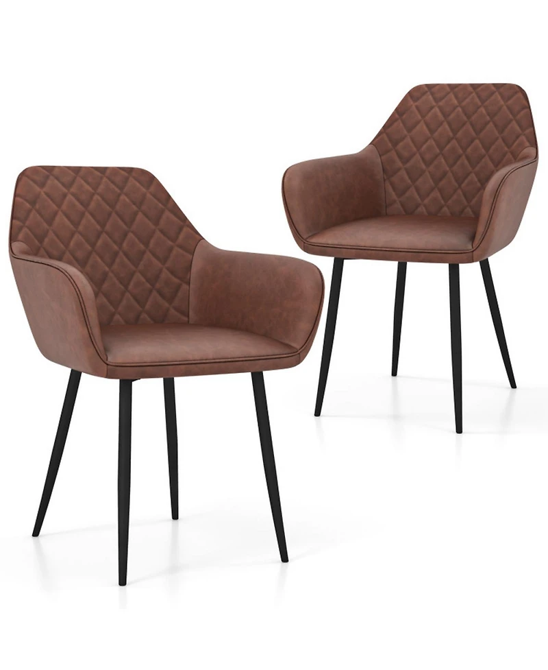 Gouun Set of 2 Leisure Dining Chairs with Curved Backrest and Wide Seat