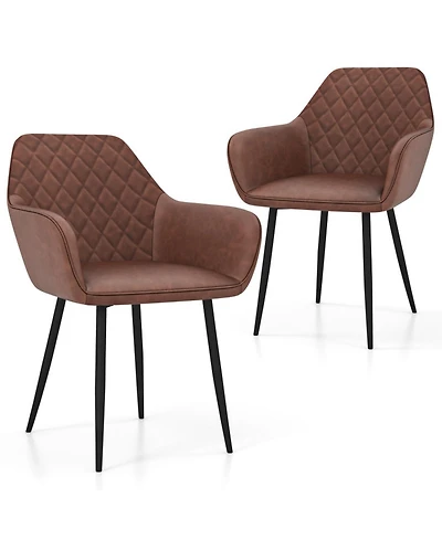 Gouun Set of 2 Leisure Dining Chairs with Curved Backrest and Wide Seat