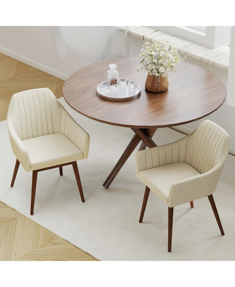 Gouun Set of 2 Upholstered Accent Dining Chairs with Padded Seat and Armrests
