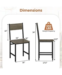 Gouun Set of 4 Engineered Wood Dining Chairs with Metal Legs and Slanted Back