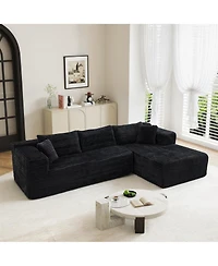 Homsee 106" Modular Sectional Sofa with Pillows, L-Shape Corduroy Cloud Couch