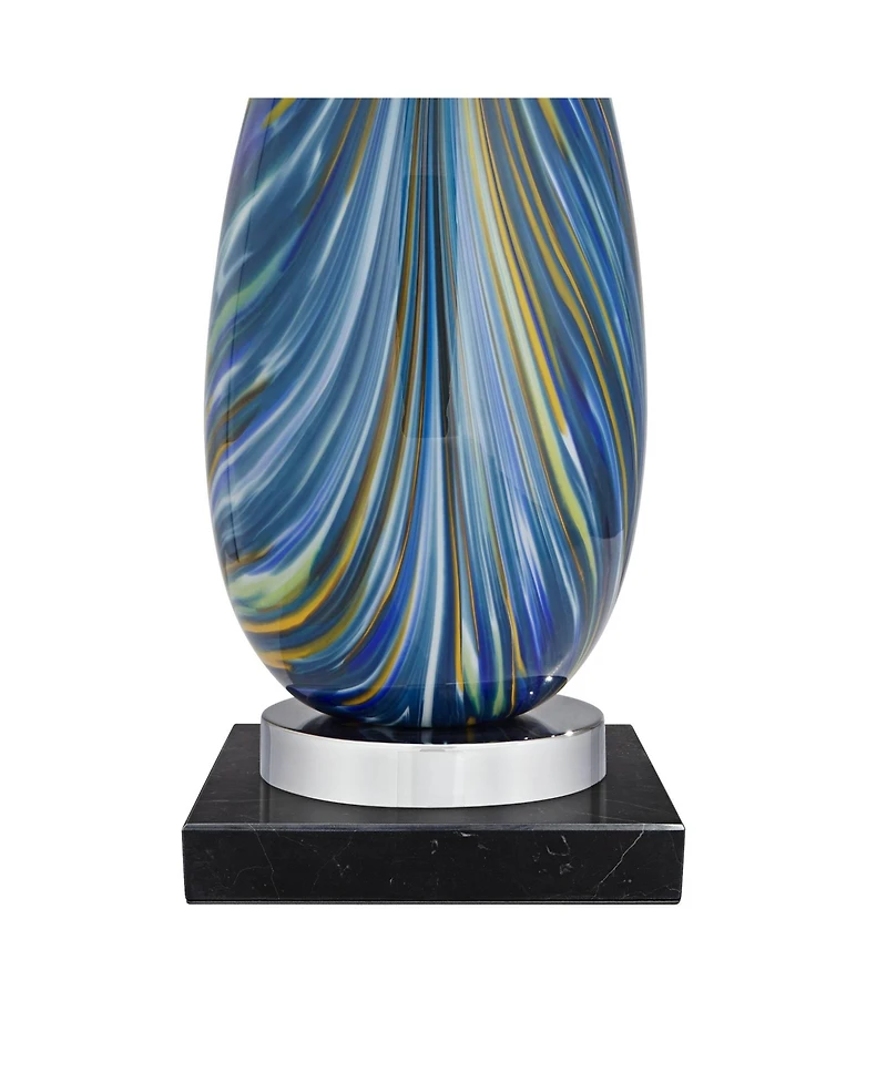 Possini Euro Design Pablo Modern Table Lamp with Square Marble Riser 27" Tall Art Glass Shade for Bedroom Living Room Bedside