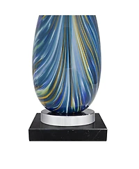 Possini Euro Design Pablo Modern Table Lamp with Square Marble Riser 27" Tall Art Glass Shade for Bedroom Living Room Bedside