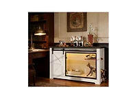 Zeus & Ruta 46 in. Farmhouse Cat Litter Box Enclosure with Sliding Barn Door Hidden Cat Cabinet with Led Light Storage