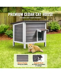 Zeus & Ruta Wooden Outdoor Cat House with Roof Pvc Door Flaps for Cats Feral Pet Shelter