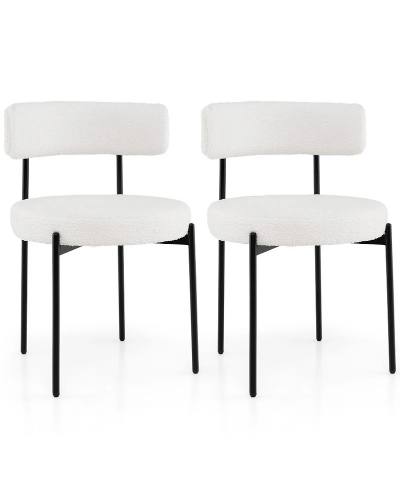Gouun Set of 2 Boucle Dining Chairs with Curved Backrest and Metal Legs