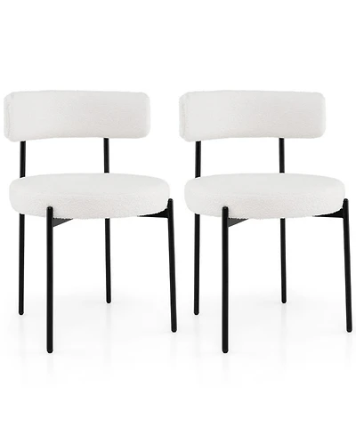 Gouun Set of 2 Boucle Dining Chairs with Curved Backrest and Metal Legs