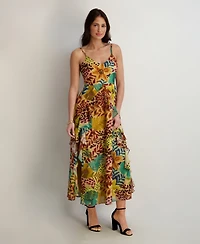 Siena Women's Printed Chiffon V-Neck Dress