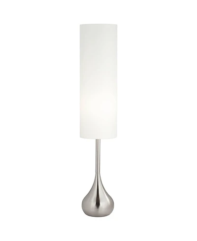Possini Euro Design Moderne Mid Century Modern 62" Tall Droplet Floor Lamp with Smart Socket Brushed Nickel Cylinder Shade for Living Room