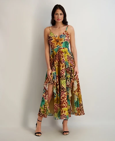 Siena Women's Printed Chiffon V-Neck Dress