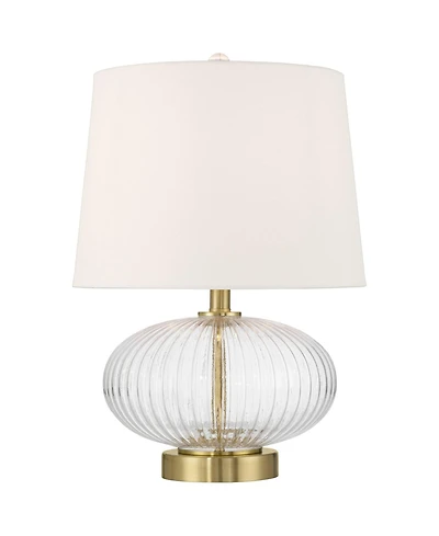 360 Lighting Darrah 20" High Small Mid Century Modern Accent Table Lamp Usb Port Clear Glass Brass Finish Living Room Charging