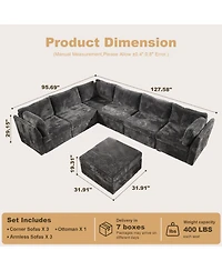 Xizzi -Piece Living Room Furniture Sectional Sofa, L-Shaped Deep Seat Cloud Couch with Chaise Ottoman