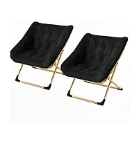 gaomon Rabbit Fur Saucer Chair, Foldable Lounge Chair with Metal Frame, Comfy Accent for Kids, Teens and Adults, No Assembly, Indoor Sofa Seat