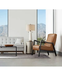 Possini Euro Design Mid-Century Modern Table Lamp with Usb Charging Port 32.75" Tall Ceramic Taupe Drum Shade Living Room Bedroom House