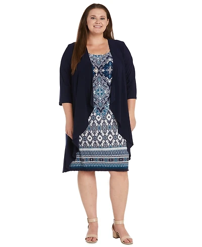 R & M Richards Plus Printed Jacket Dress