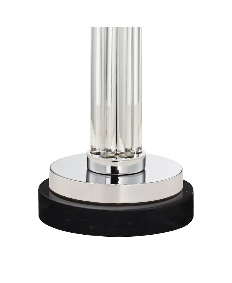 Possini Euro Design Cadence Modern Table Lamp with Round Marble Riser 30" Tall Glass Column Shade for Bedroom Living Room Bedside Office